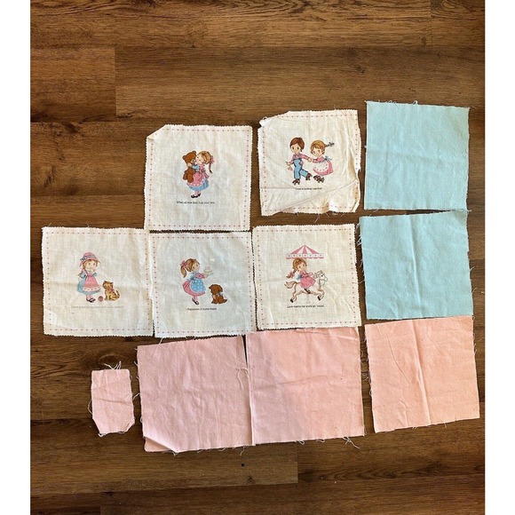 Vintage Cranston Pink Love Makes the World Go 'Round Cotton Fabric Panels Pink - Picture 1 of 8